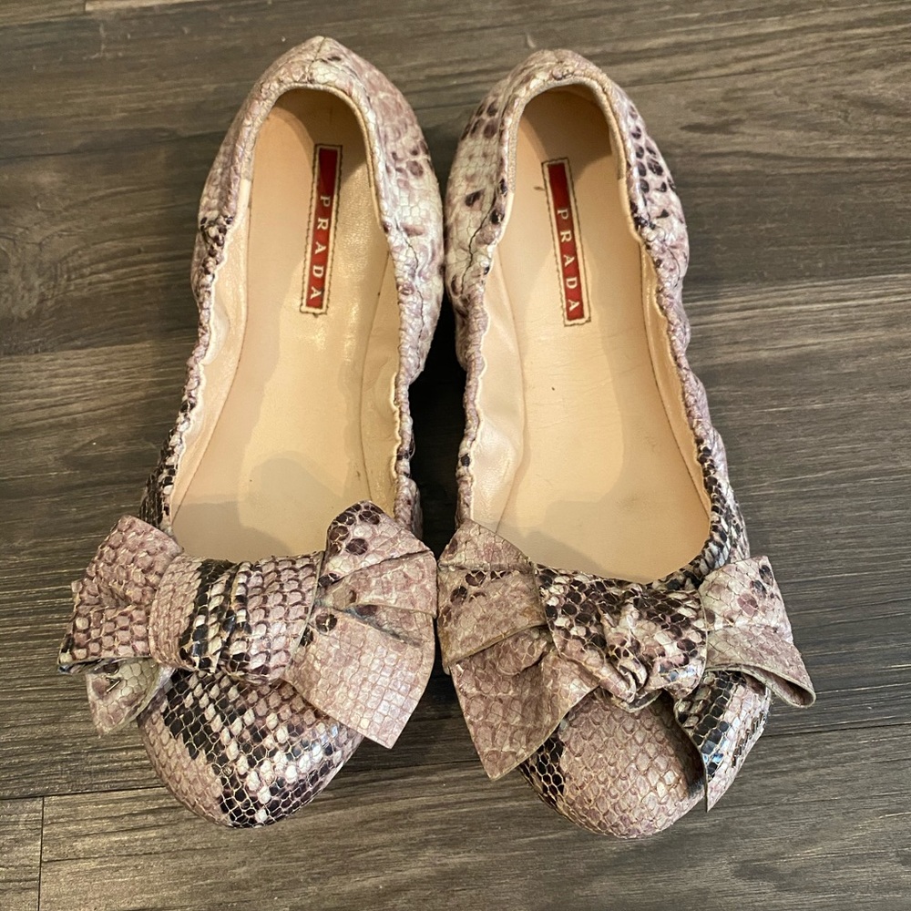 Prada snakeskin flats